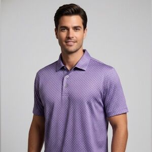 PGA Tour Men's Geometric Purple Polo